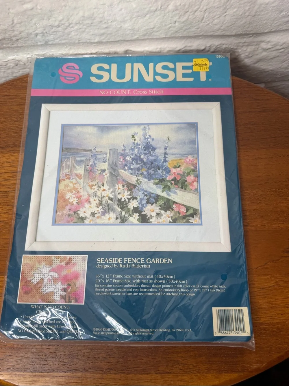 Sunset No Count Cross Stitch Seaside Fence Garden Floral 13902 NEW Coastal